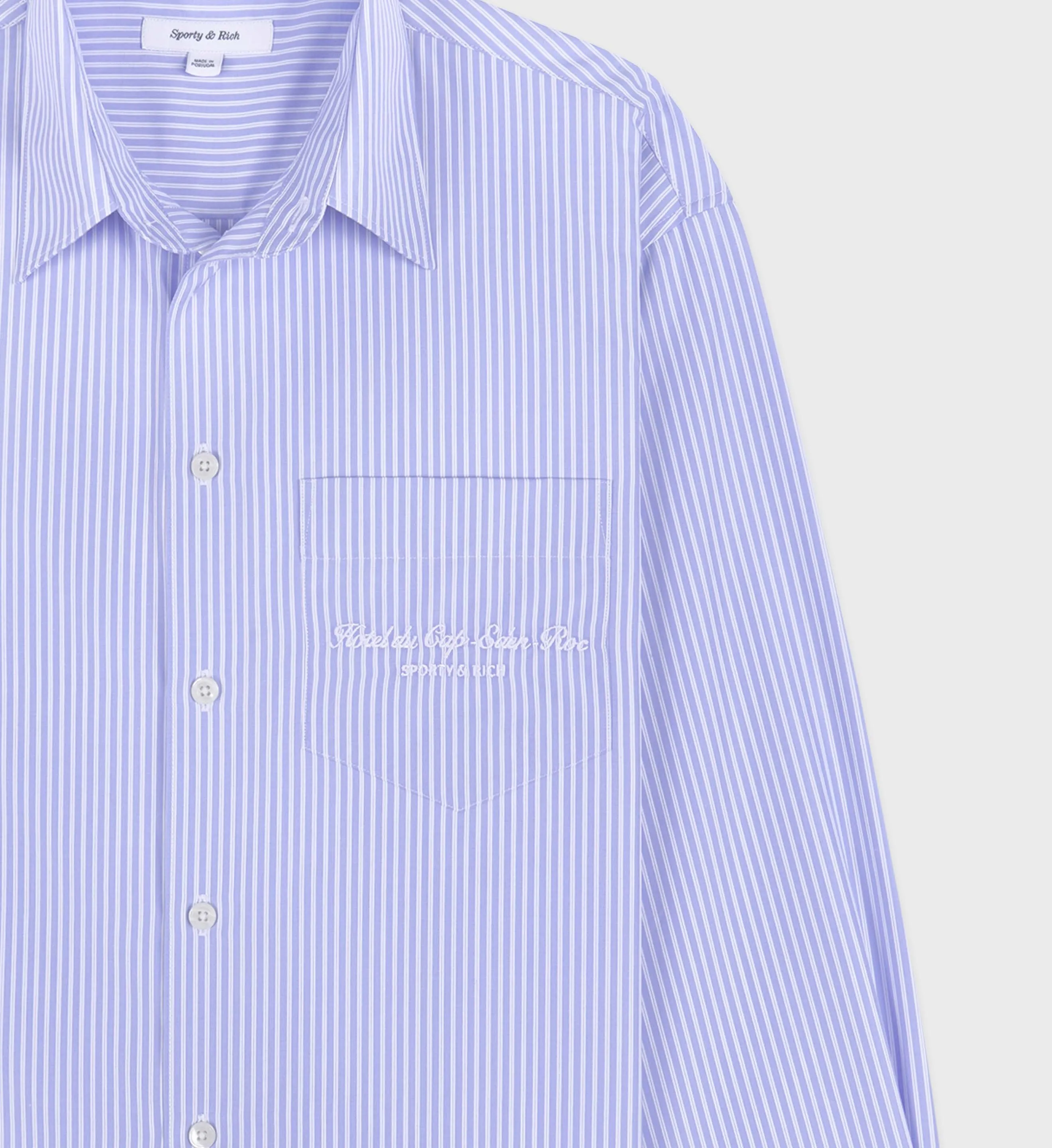 Hotel du Cap Cursive Oversized Shirt - Blue Striped