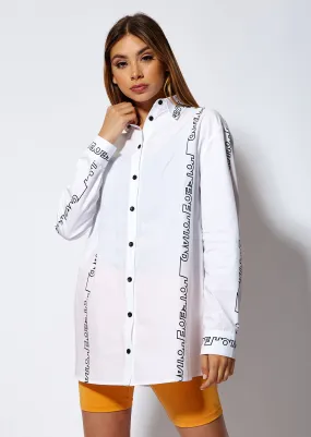 House of Holland Monogram Print White Shirt