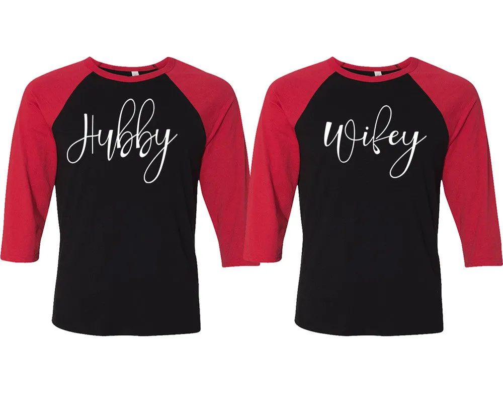 Hubby Wifey Couple Matching 3/4 Sleeve Baseball Shirts