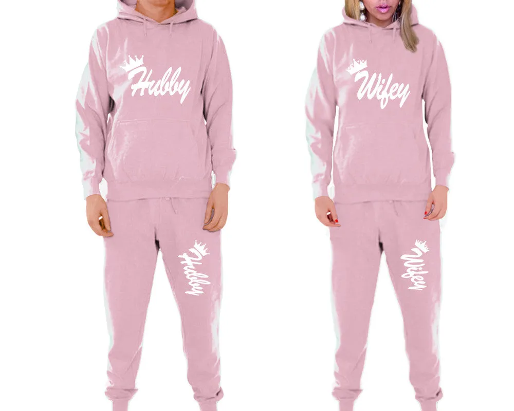 Hubby Wifey Couple Matching Hoodie and Jogger Pants Top&Bottom Sets