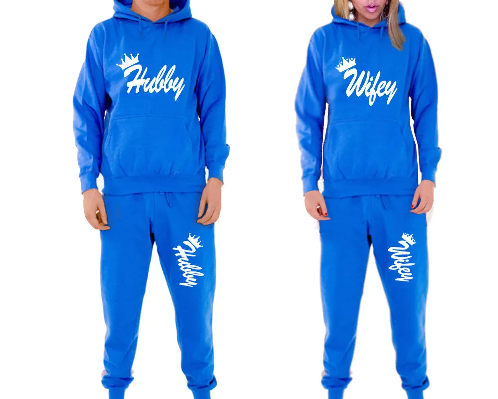 Hubby Wifey Couple Matching Hoodie and Jogger Pants Top&Bottom Sets