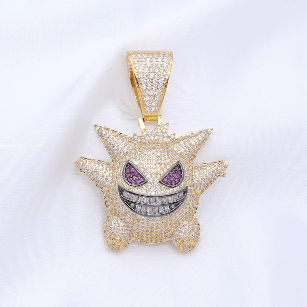 Iced Out Gengar Pendant - Gold