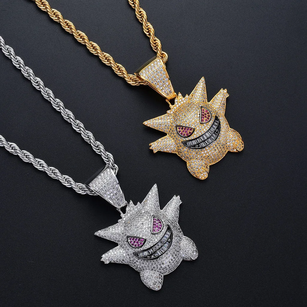 Iced Out Gengar Pendant - Gold