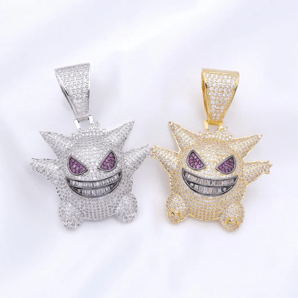 Iced Out Gengar Pendant - Gold