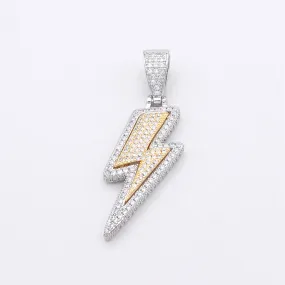 Iced Out Two Tone Lightning Bolt Pendant