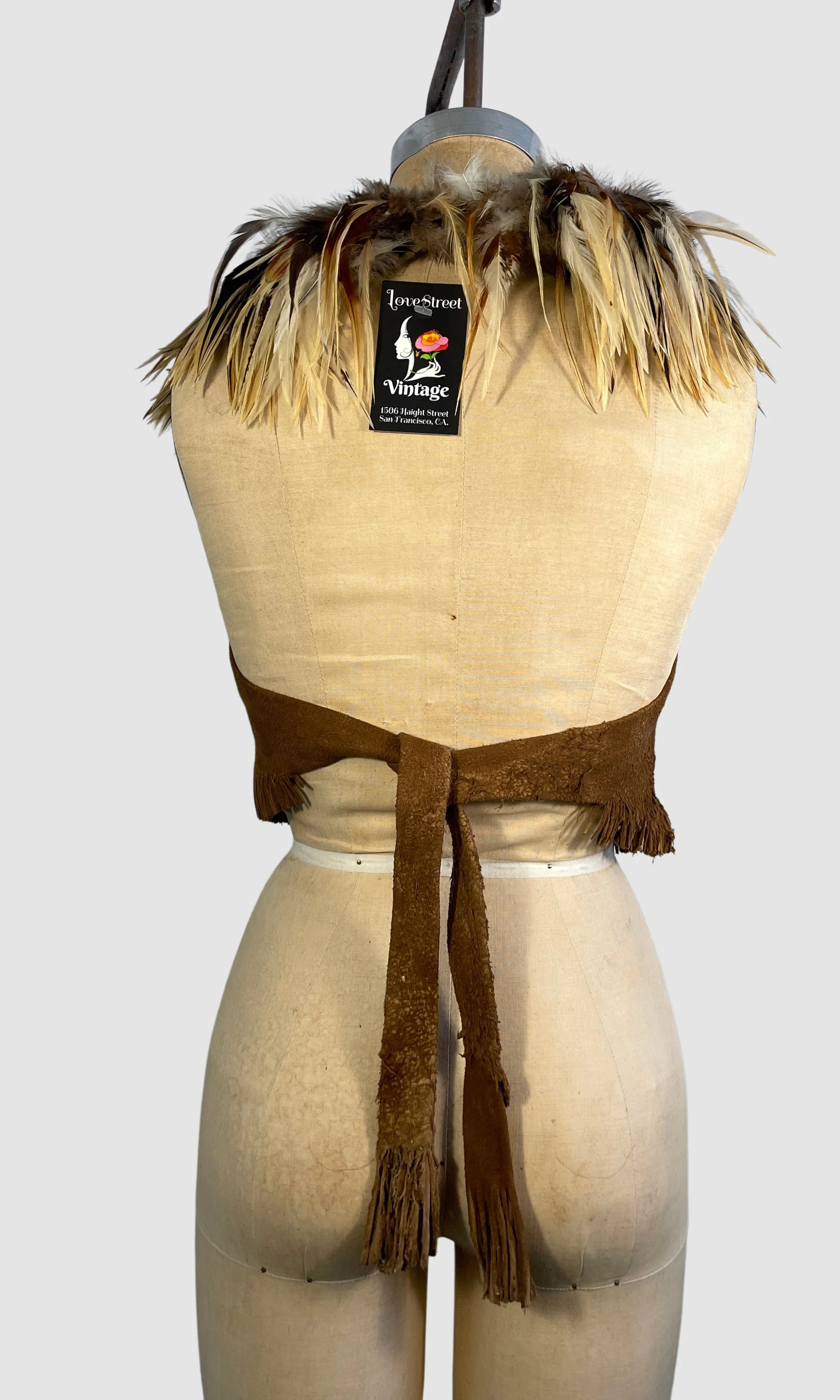 IN FULL FEATHER 70s Deerskin Halter Top, Open Size