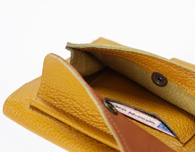 Iole wallet - Yellow pebbled leather