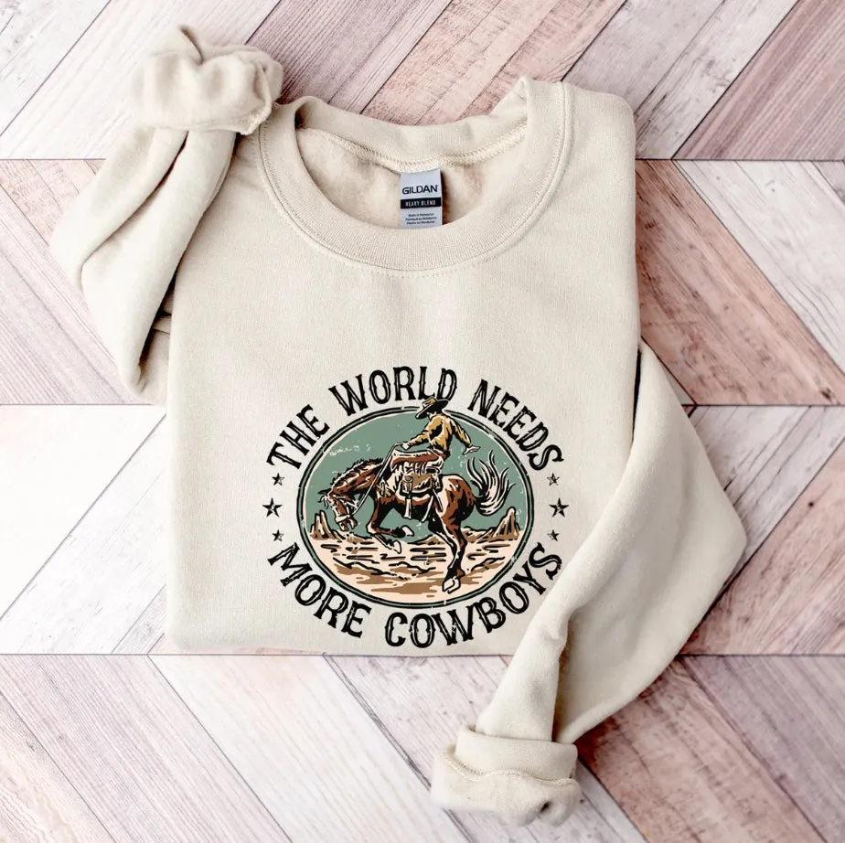 Ivory The World Needs More Cowboys Crewneck