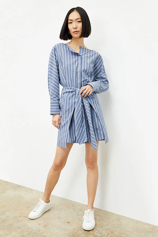 Janie Dress - Poplin Stripe :: Blue / White