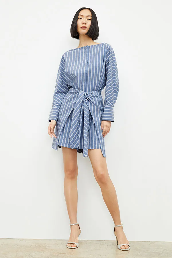 Janie Dress - Poplin Stripe :: Blue / White