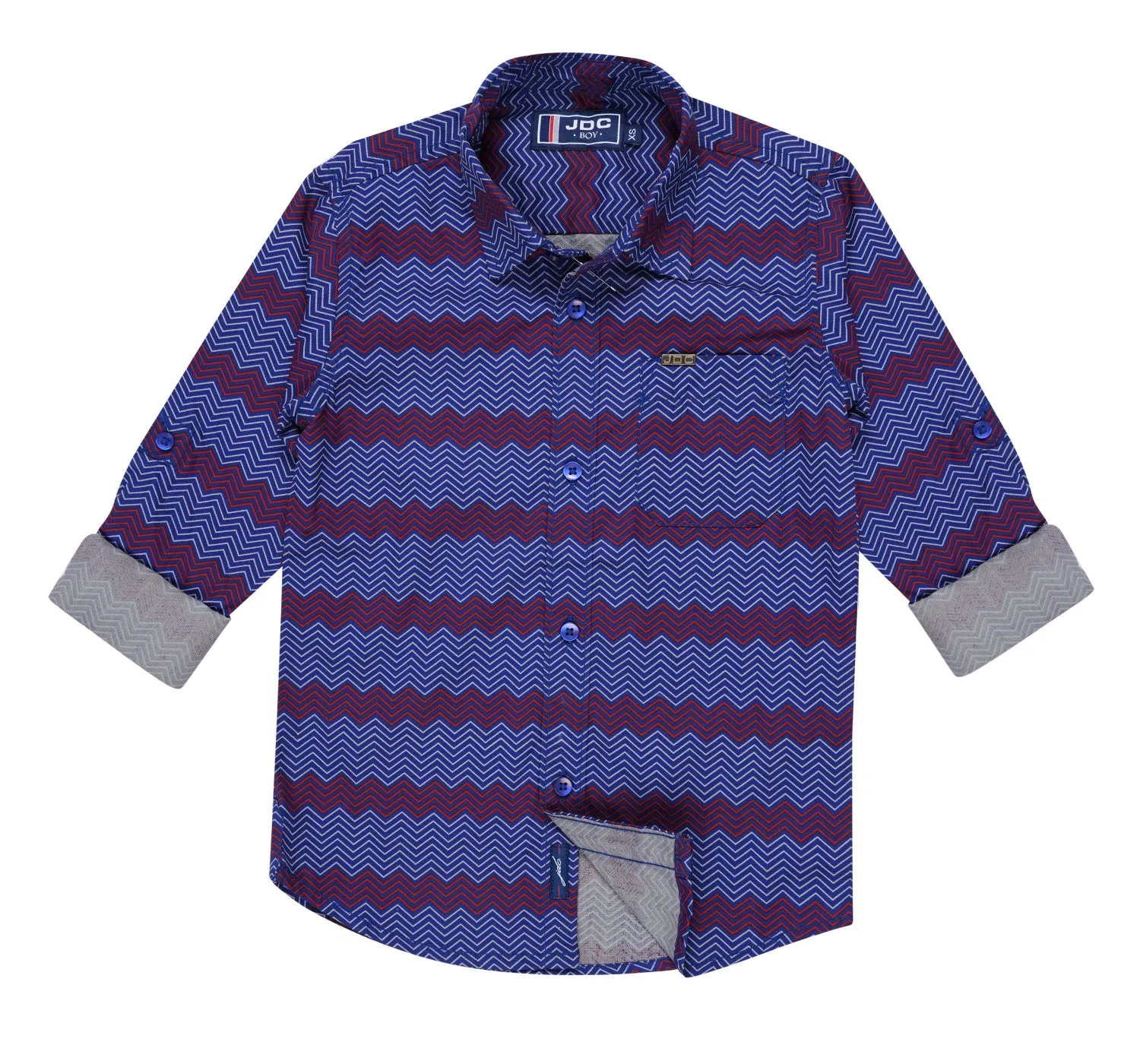 JDC Boy's Navy Printed Shirt