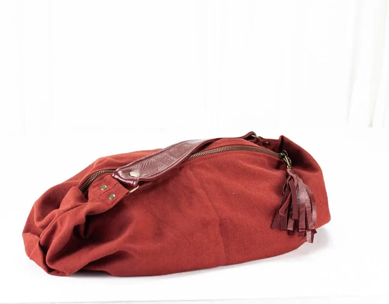 Kallia mini bag - Rusty red canvas and leather