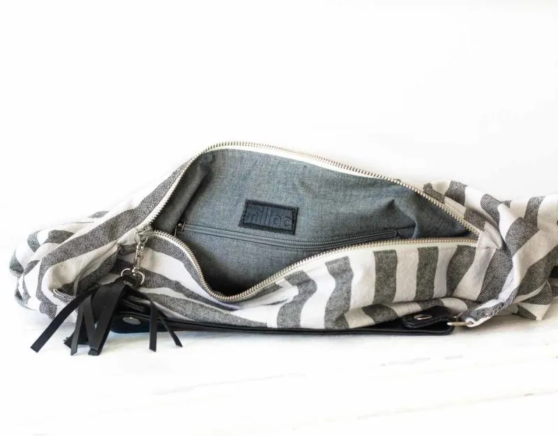 Kallia mini bag - Striped canvas and leather