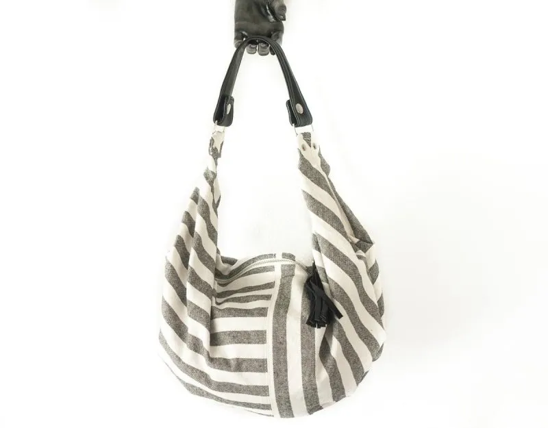 Kallia mini bag - Striped canvas and leather