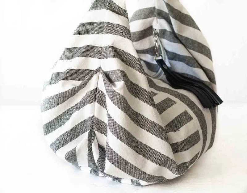 Kallia mini bag - Striped canvas and leather