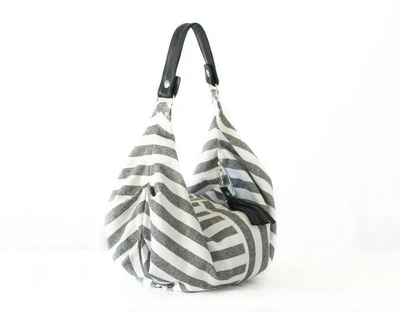 Kallia mini bag - Striped canvas and leather