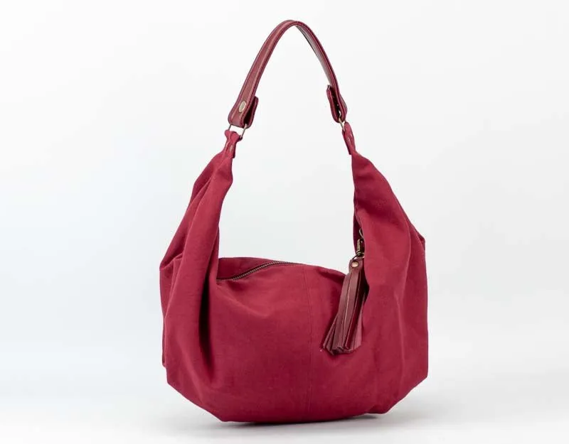 Kallia mini bag - Wine red canvas and leather