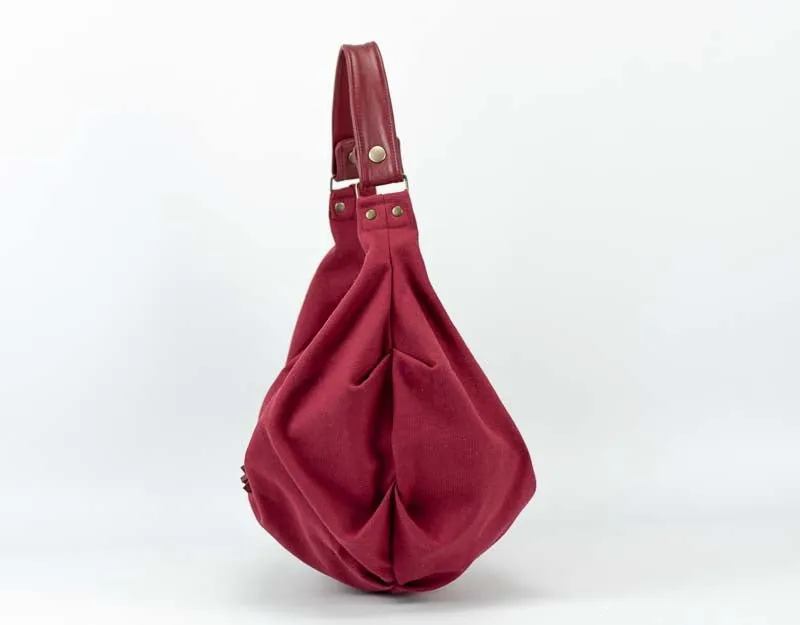 Kallia mini bag - Wine red canvas and leather