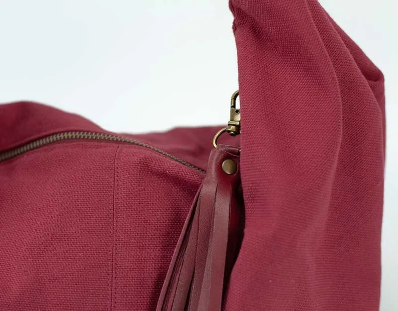 Kallia mini bag - Wine red canvas and leather