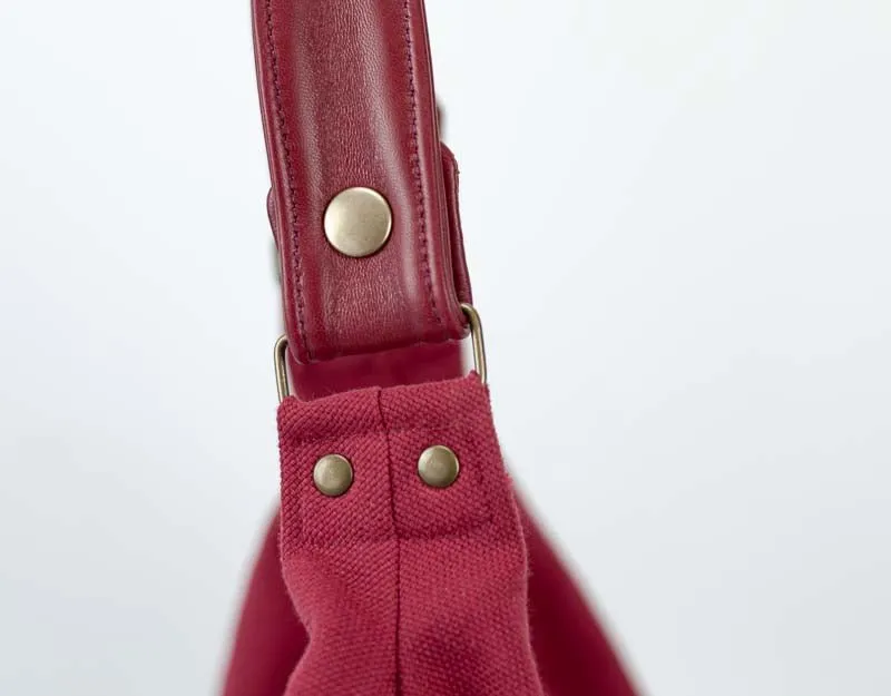 Kallia mini bag - Wine red canvas and leather