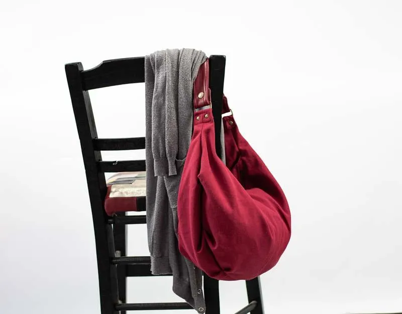 Kallia mini bag - Wine red canvas and leather