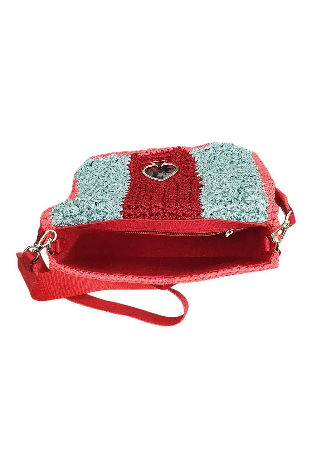 KATE SPADE New York Red Blue Knitted Spade Flower Crossbody Sample Bag (S)