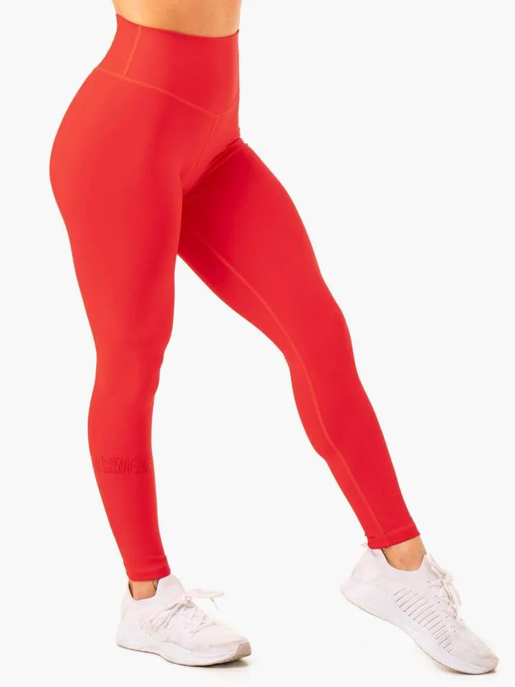 KNOCKOUT HIGH WAISTED SCRUNCH LEGGINGS RED