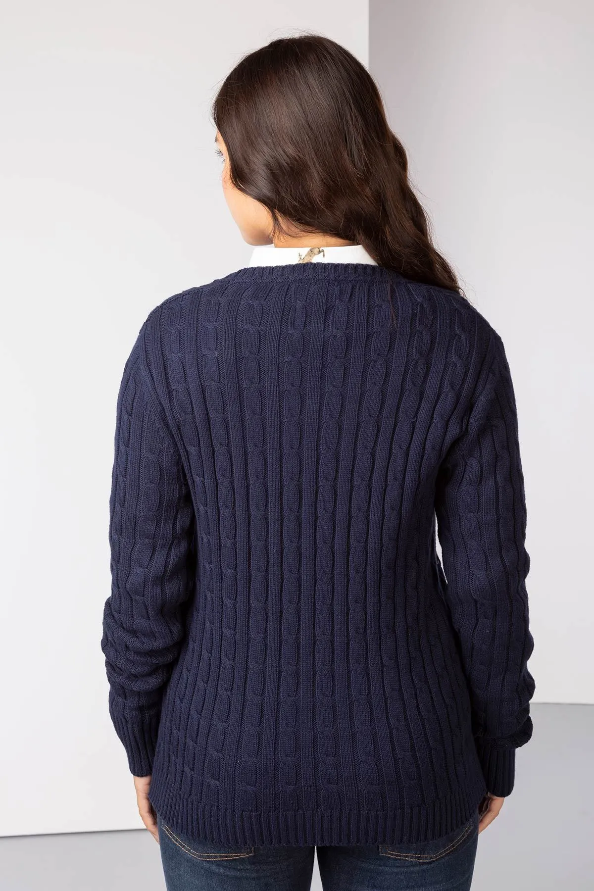 Ladies Crew Neck Cable Knit Jumper