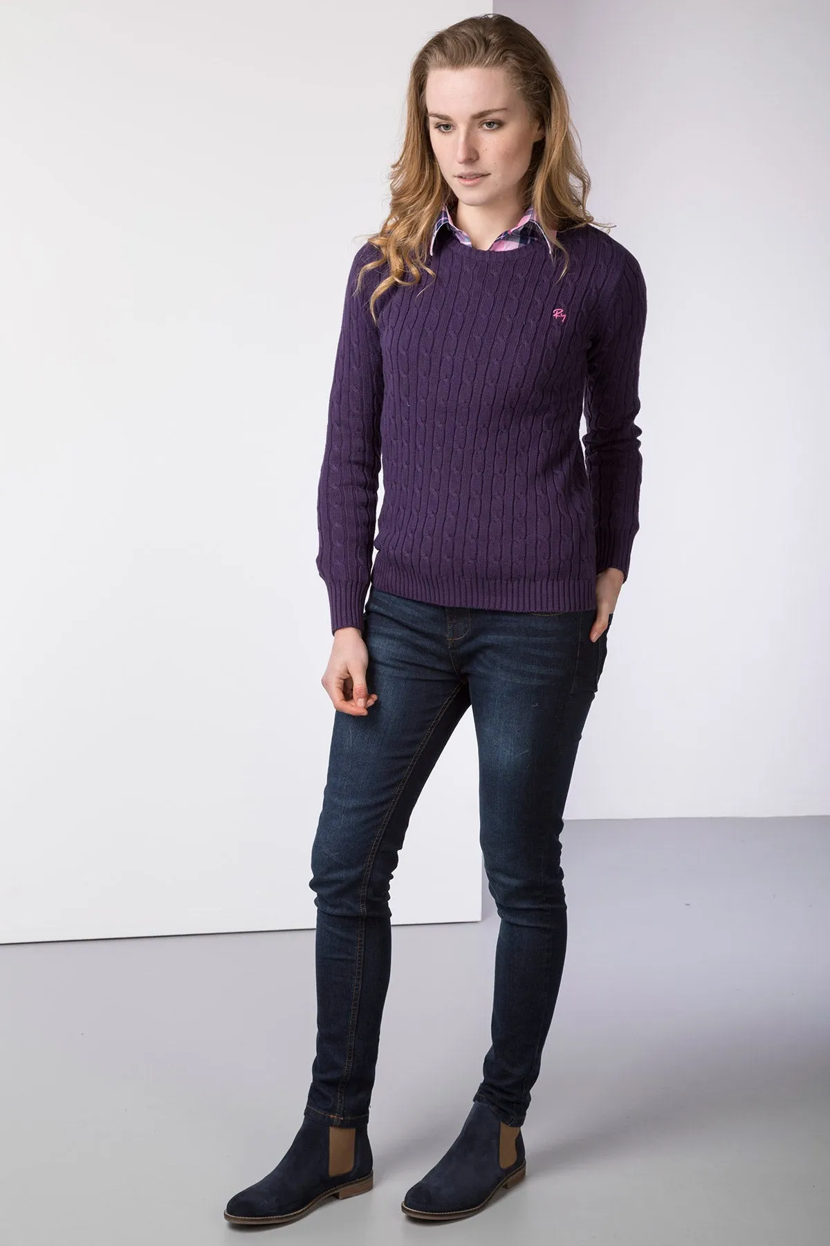 Ladies Crew Neck Cable Knit Jumper