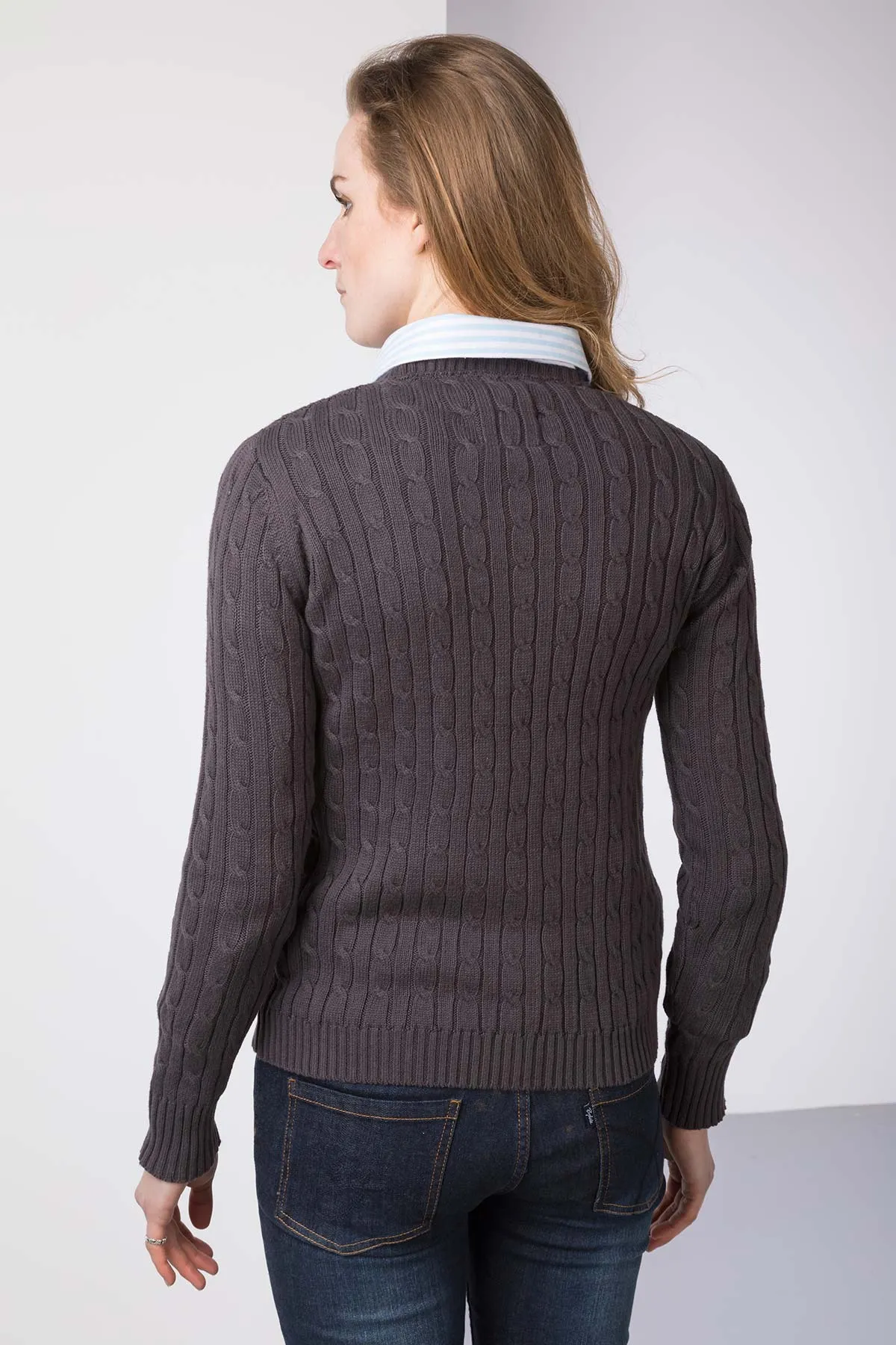 Ladies Crew Neck Cable Knit Jumper