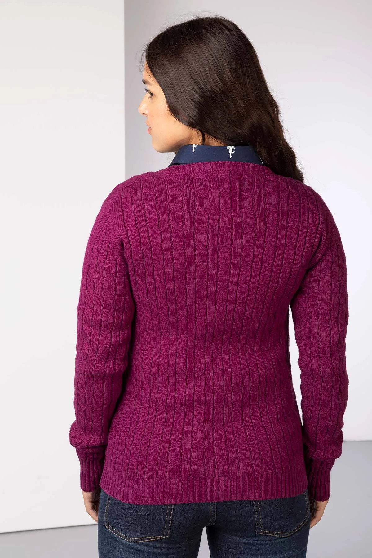 Ladies Crew Neck Cable Knit Jumper