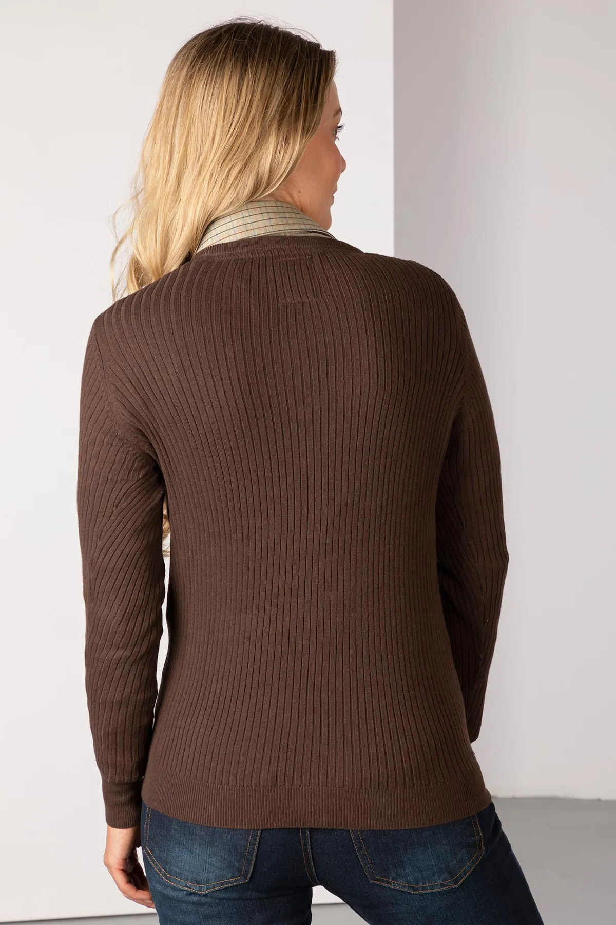 Ladies V Neck Ribbed Jumper - Gemma