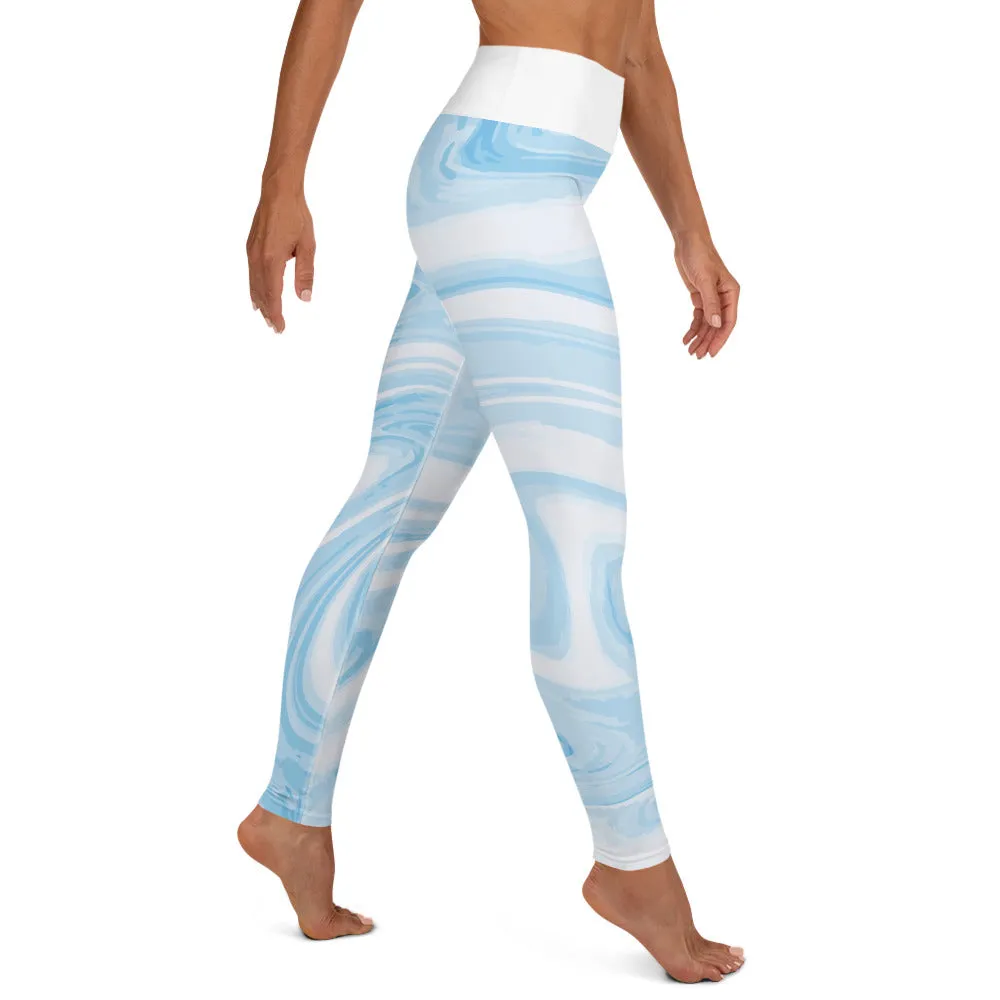 Larsa Marble Blue High-Waisted Leggings