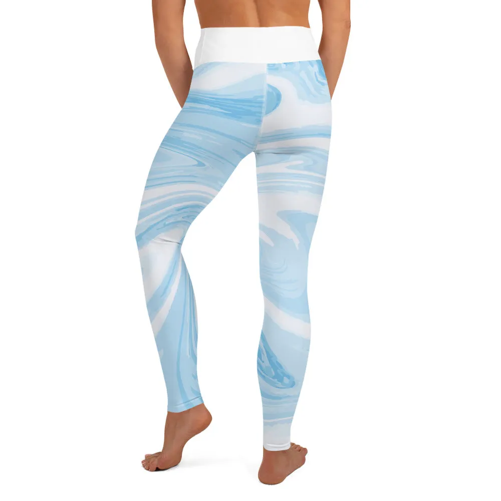 Larsa Marble Blue High-Waisted Leggings