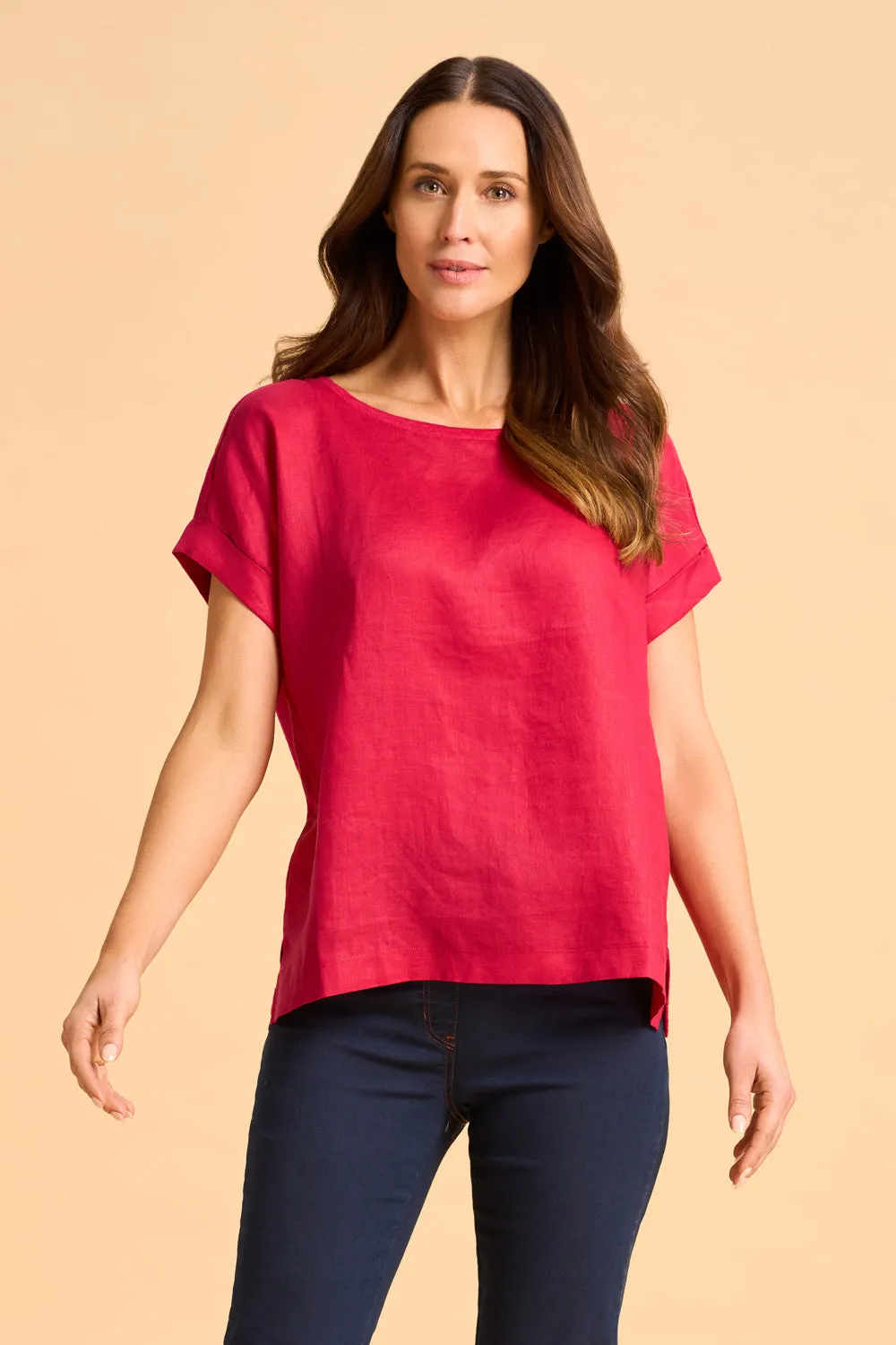 Linen Mix Top - Rouge