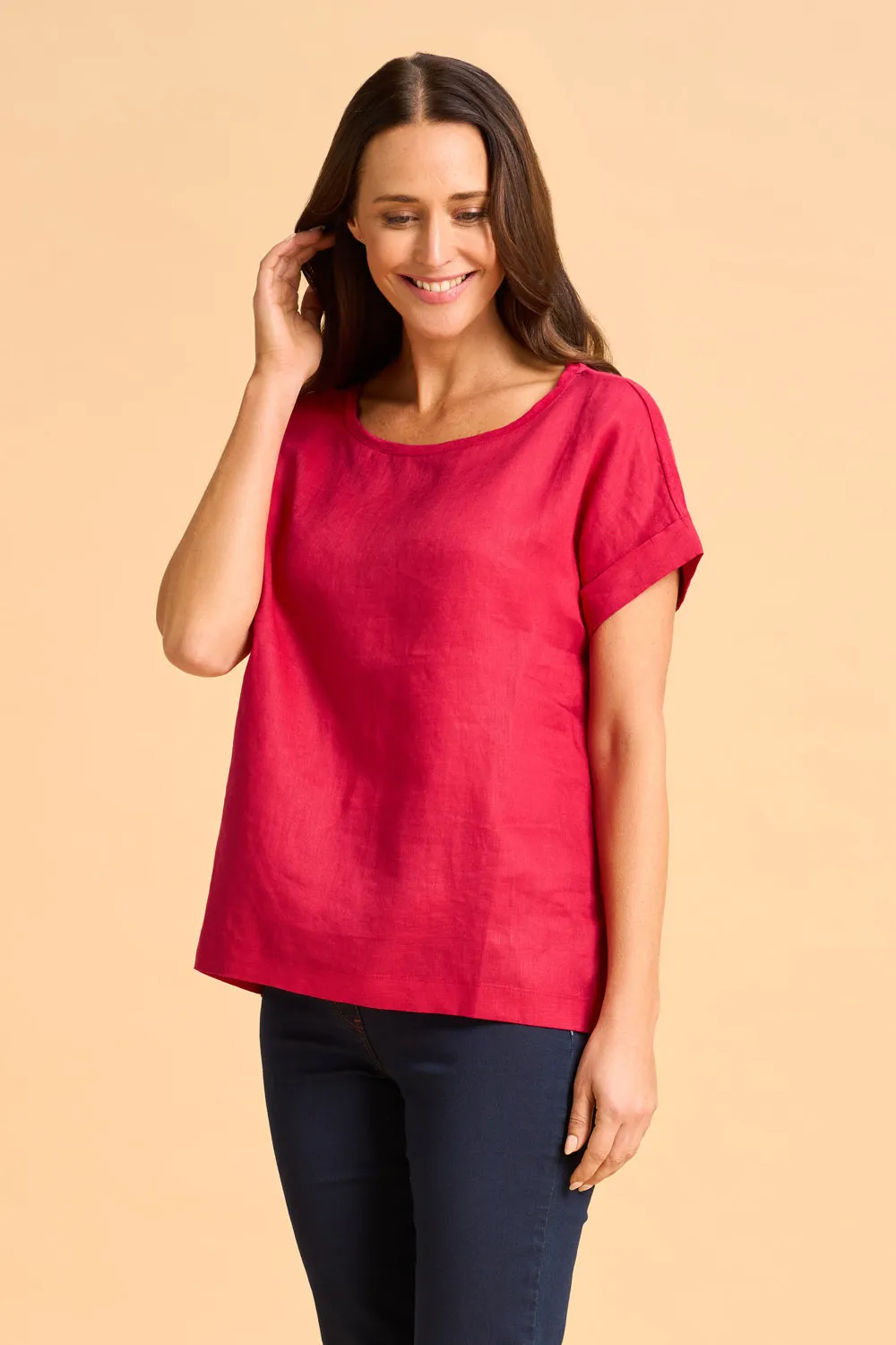 Linen Mix Top - Rouge