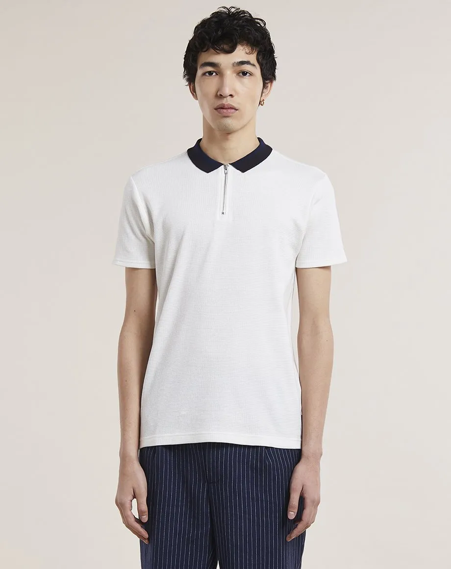 LIONA ZIP NECK  MENS POLO SHIRT | OFF WHITE