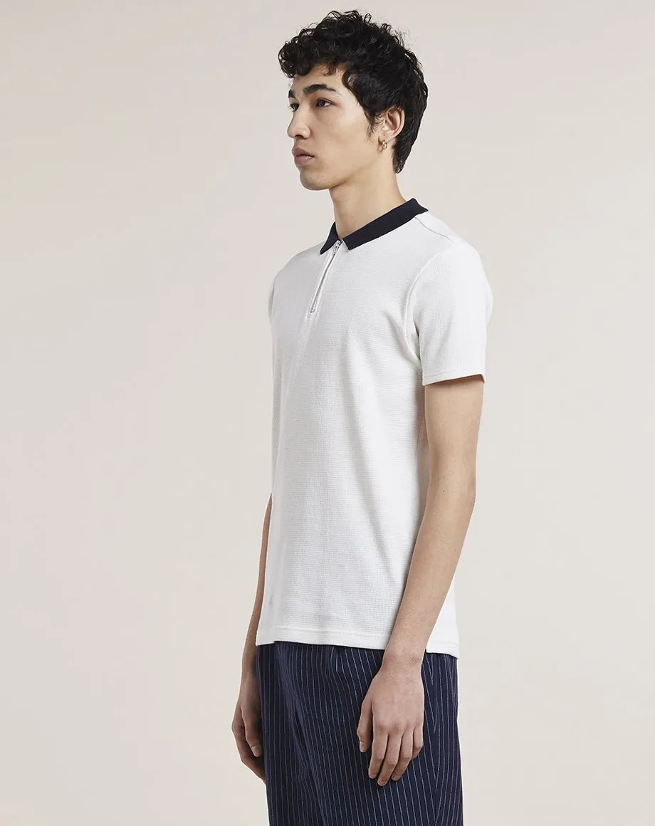 LIONA ZIP NECK  MENS POLO SHIRT | OFF WHITE