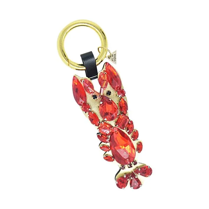 Lobster- Key Ring- Red Crystals Stone Embellished