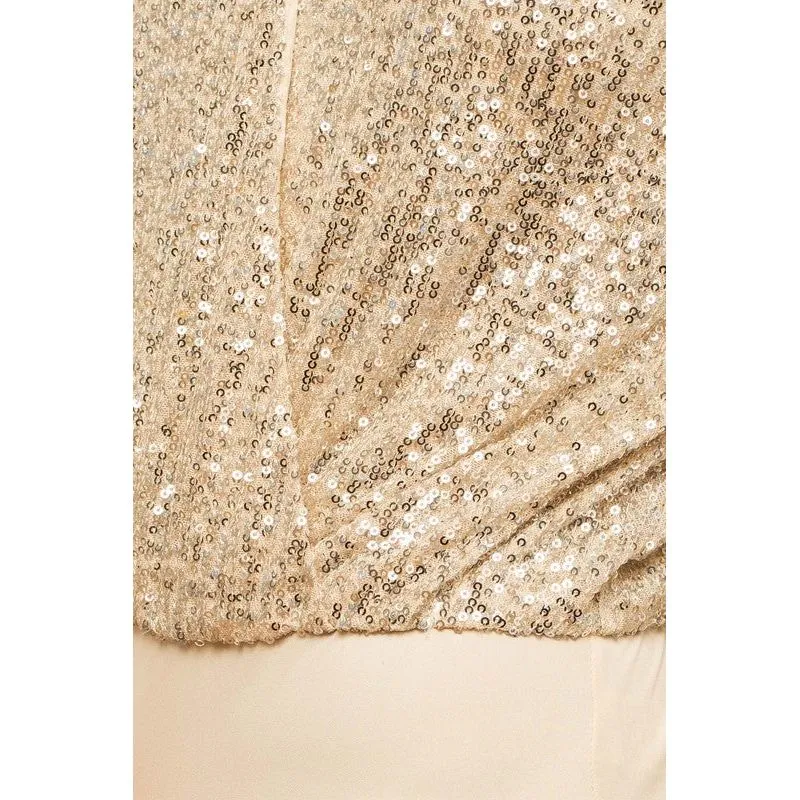 Long Sleeve Sequin Wrap Bodysuit