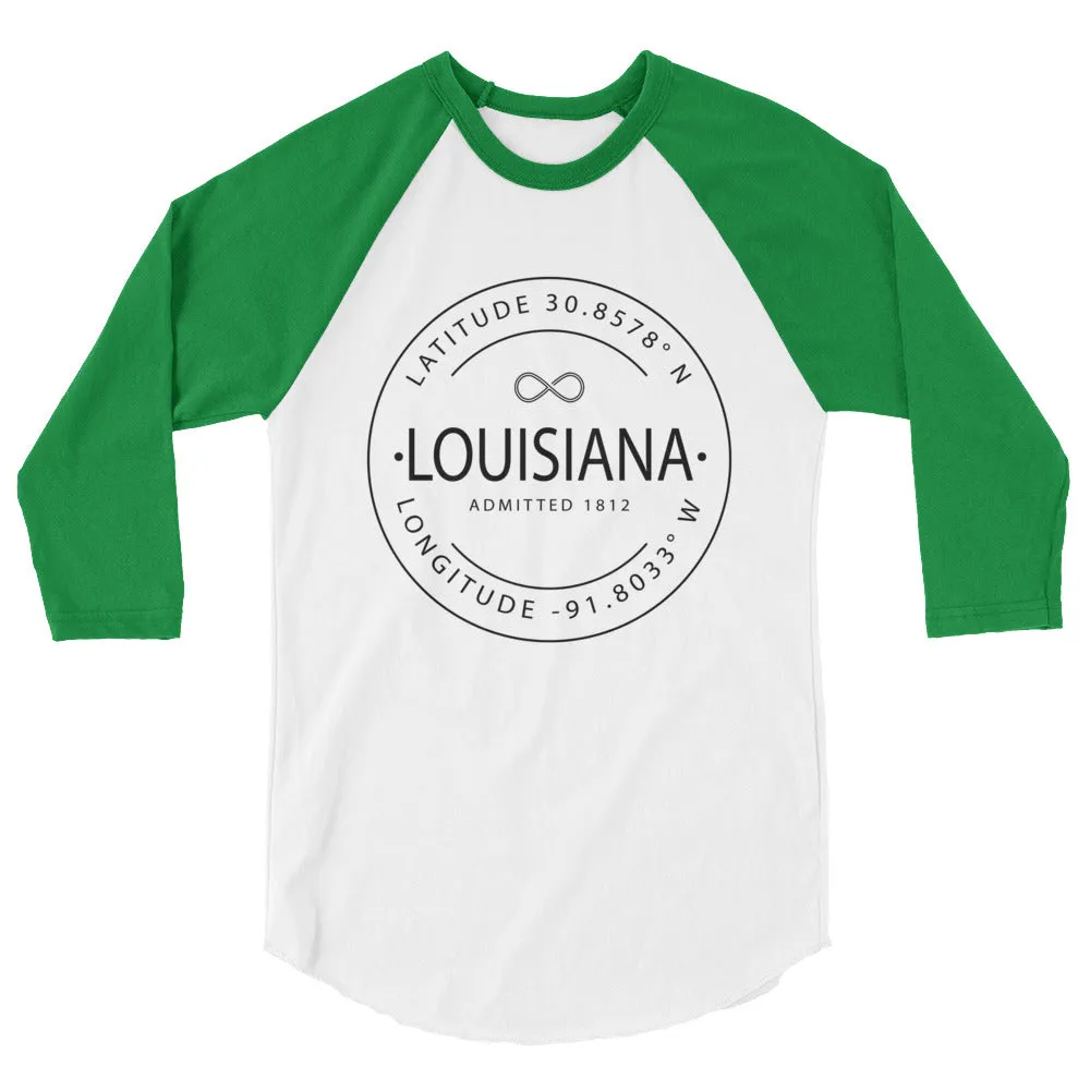 Louisiana - 3/4 Sleeve Raglan Shirt - Latitude & Longitude