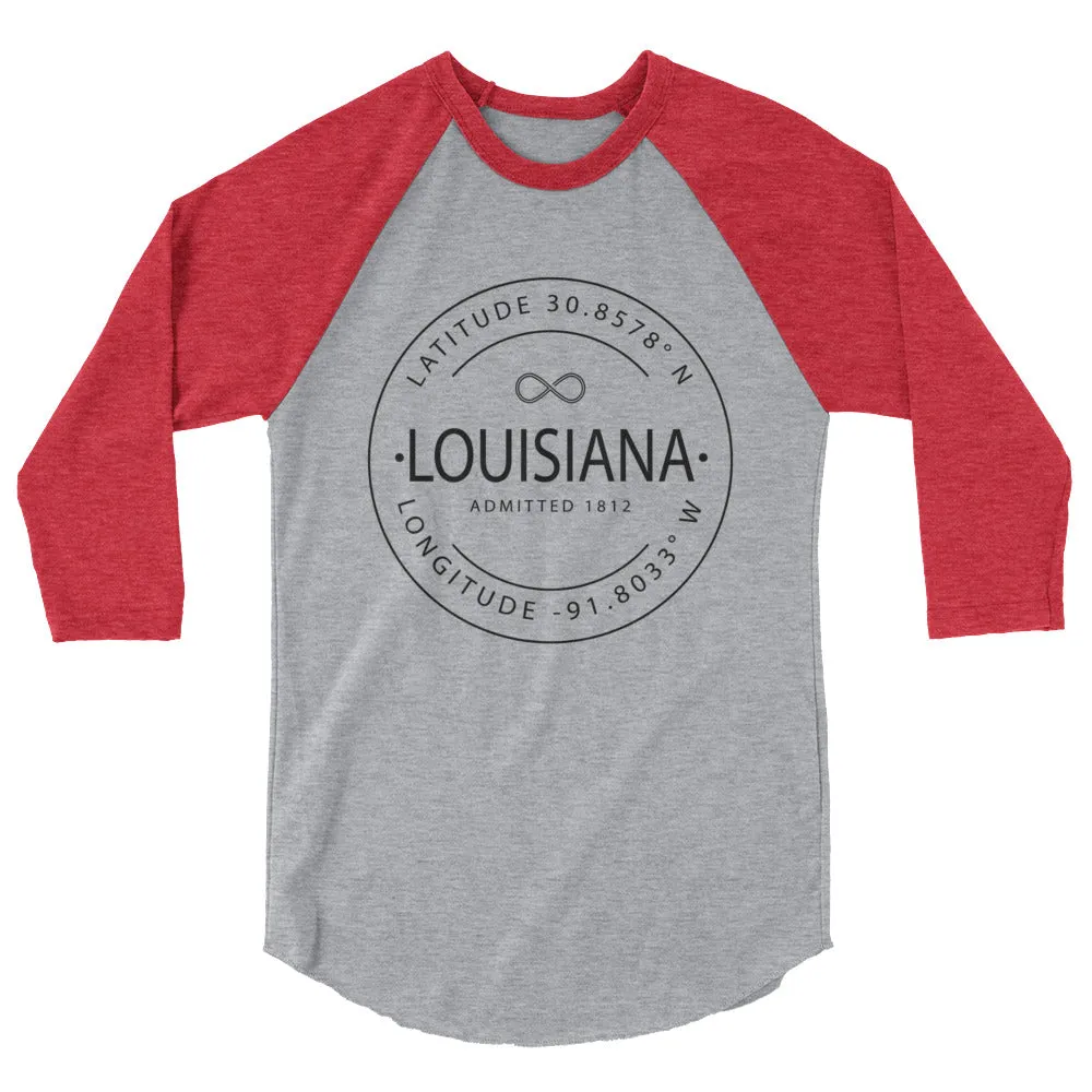 Louisiana - 3/4 Sleeve Raglan Shirt - Latitude & Longitude