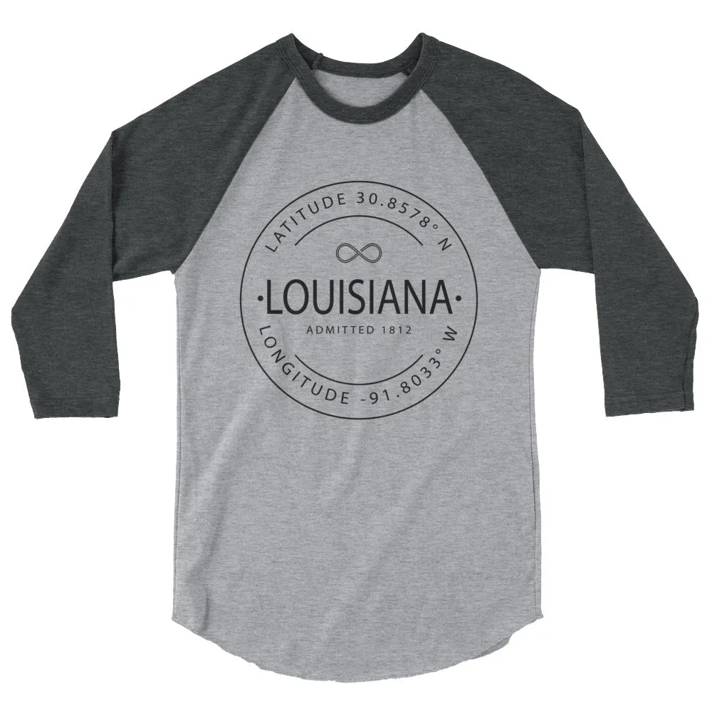 Louisiana - 3/4 Sleeve Raglan Shirt - Latitude & Longitude