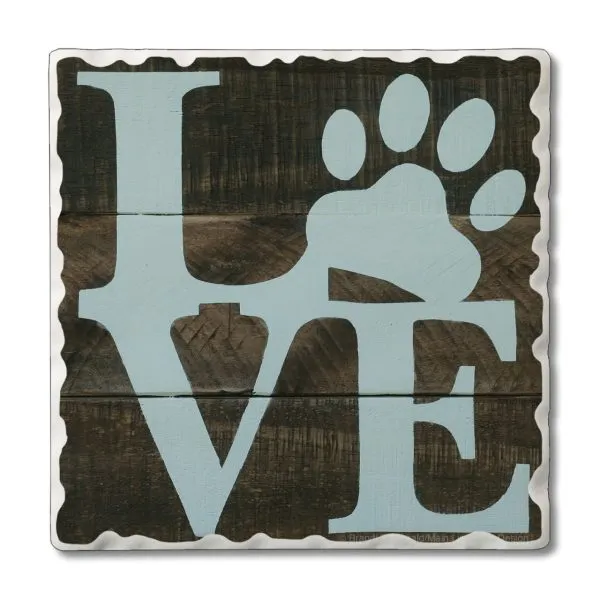 Love Pets Blue  – Square Single Coaster