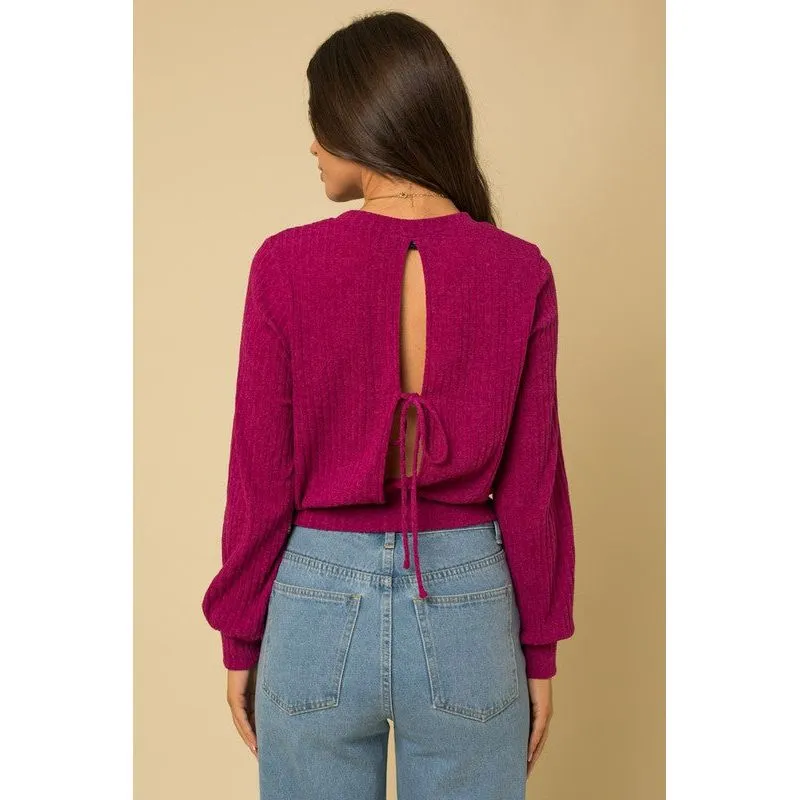 L/S Back Open Tie Top