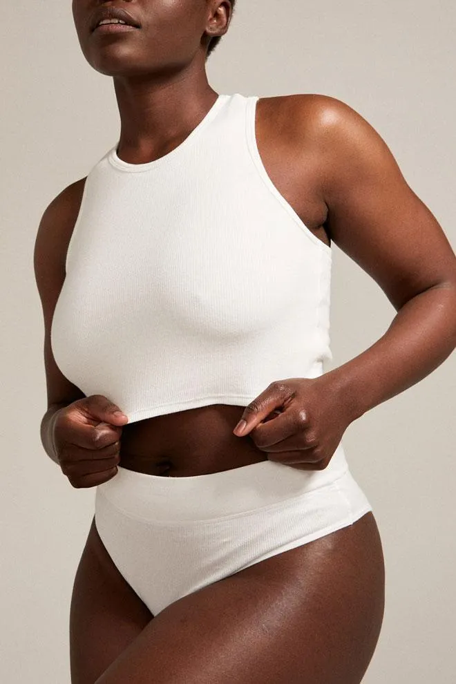 LUNA LONGLINE ORGANIC COTTON CROP - IVORY RIB