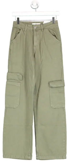 MANGO Green Wide Leg Cargo Jeans UK 6