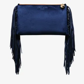 Maxi Fringe Clutch "Sapphire Blue" with blue Print