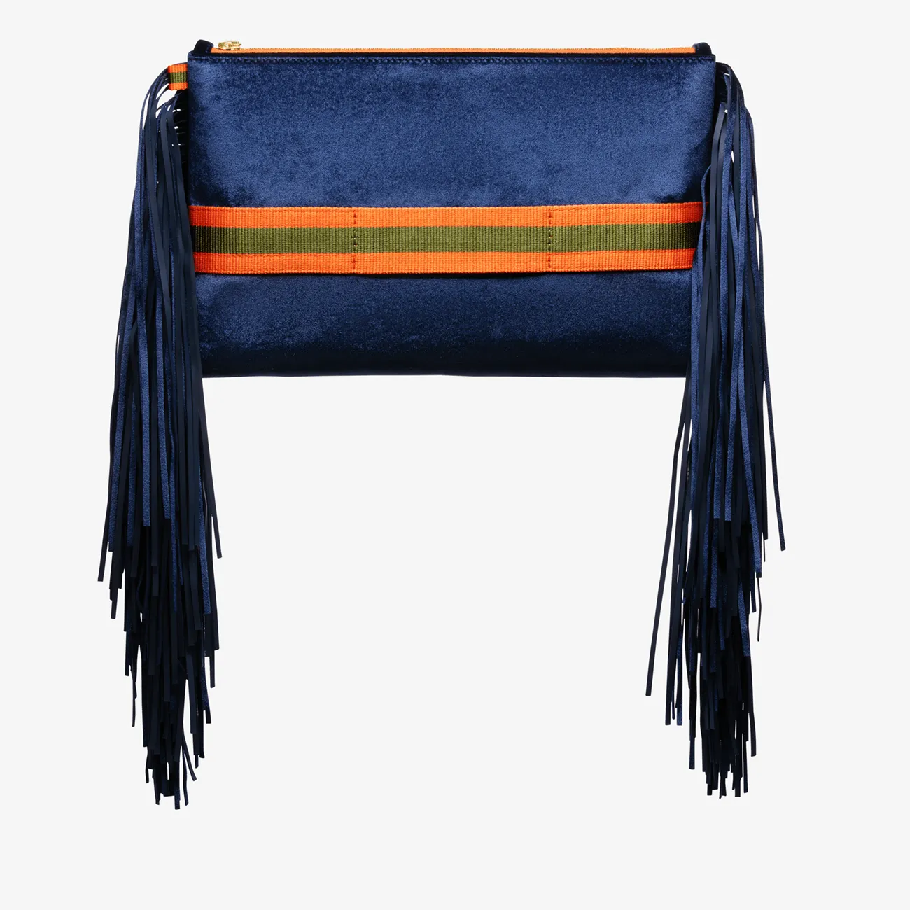 Maxi Fringe Clutch "Sapphire Blue" with blue Print