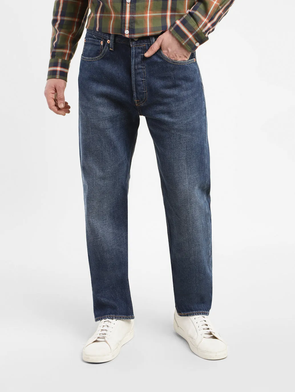 Men's 501 Blue Regular Fit Light Faded Jeans